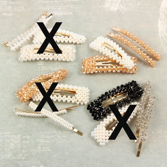 RIAH FASHIONS Gold Glass Beads & Pearl Barette Set - Picture 8 of 9